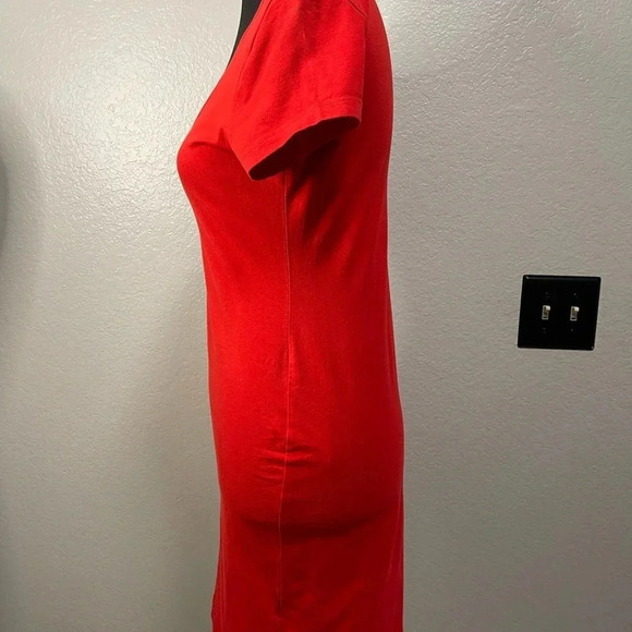 H&M Women’s Short Red Basic Bodycon Scoop Neck Dress Medium - Picture 3 of 5
